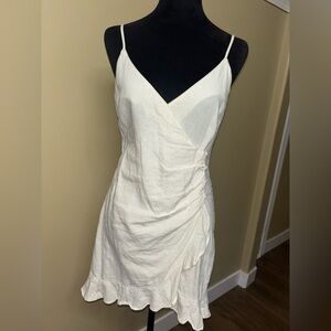 Forever 21 Cream Linen Wrap-Style mini Dress